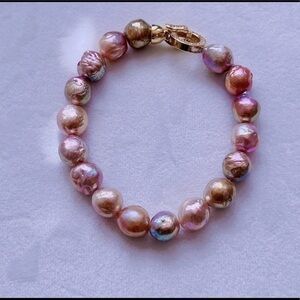 7.5mm Natural Baroque Rainbow Pearl Bracelet